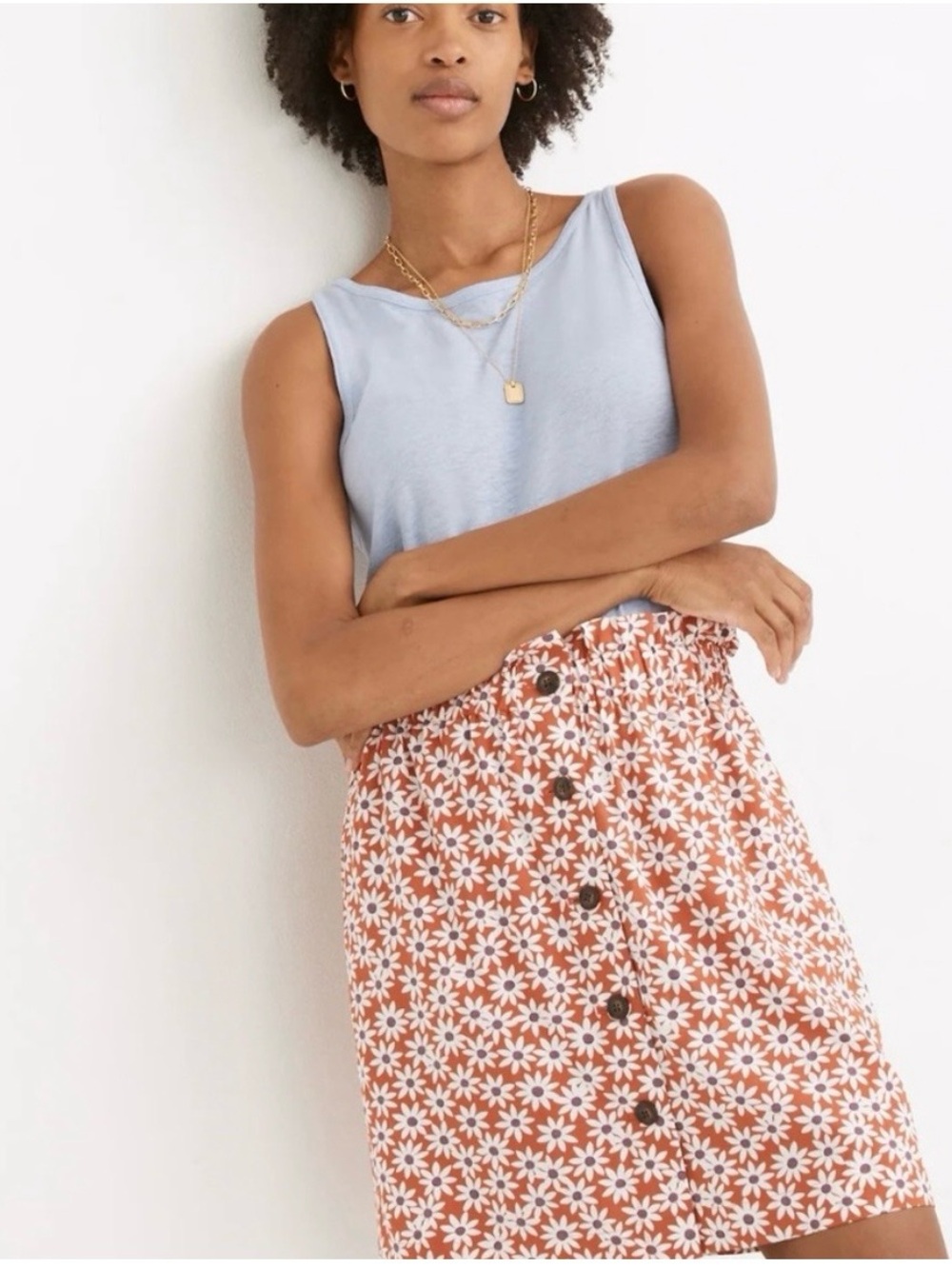 Madewell daisy paper bag button down skirt xs